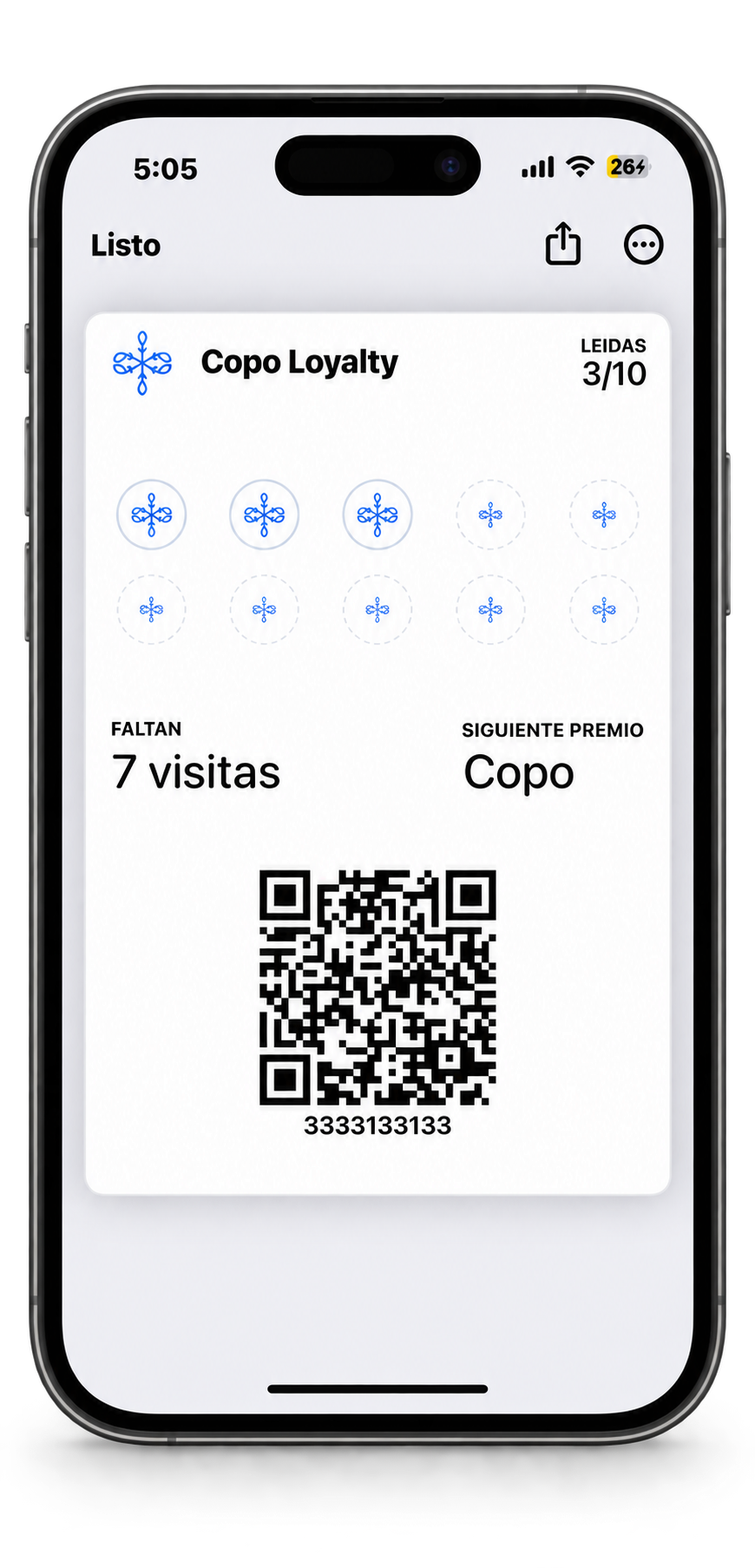 Tarjeta de lealtad de Copo en Apple Wallet
